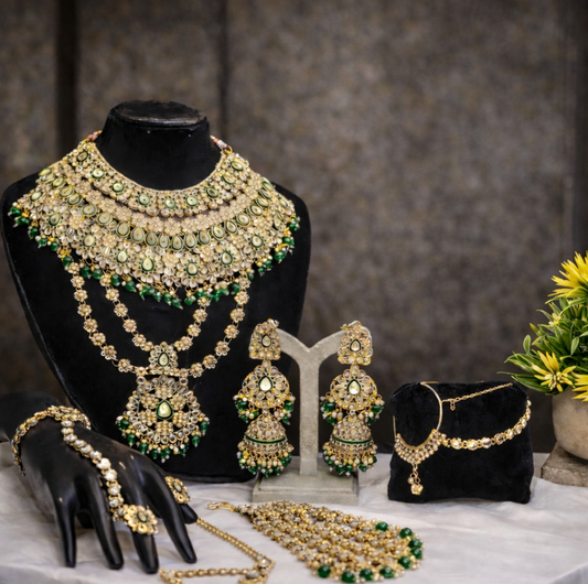 Royal Emerald Bridal Jewelry Set – Handcrafted Luxury for the Modern Bride