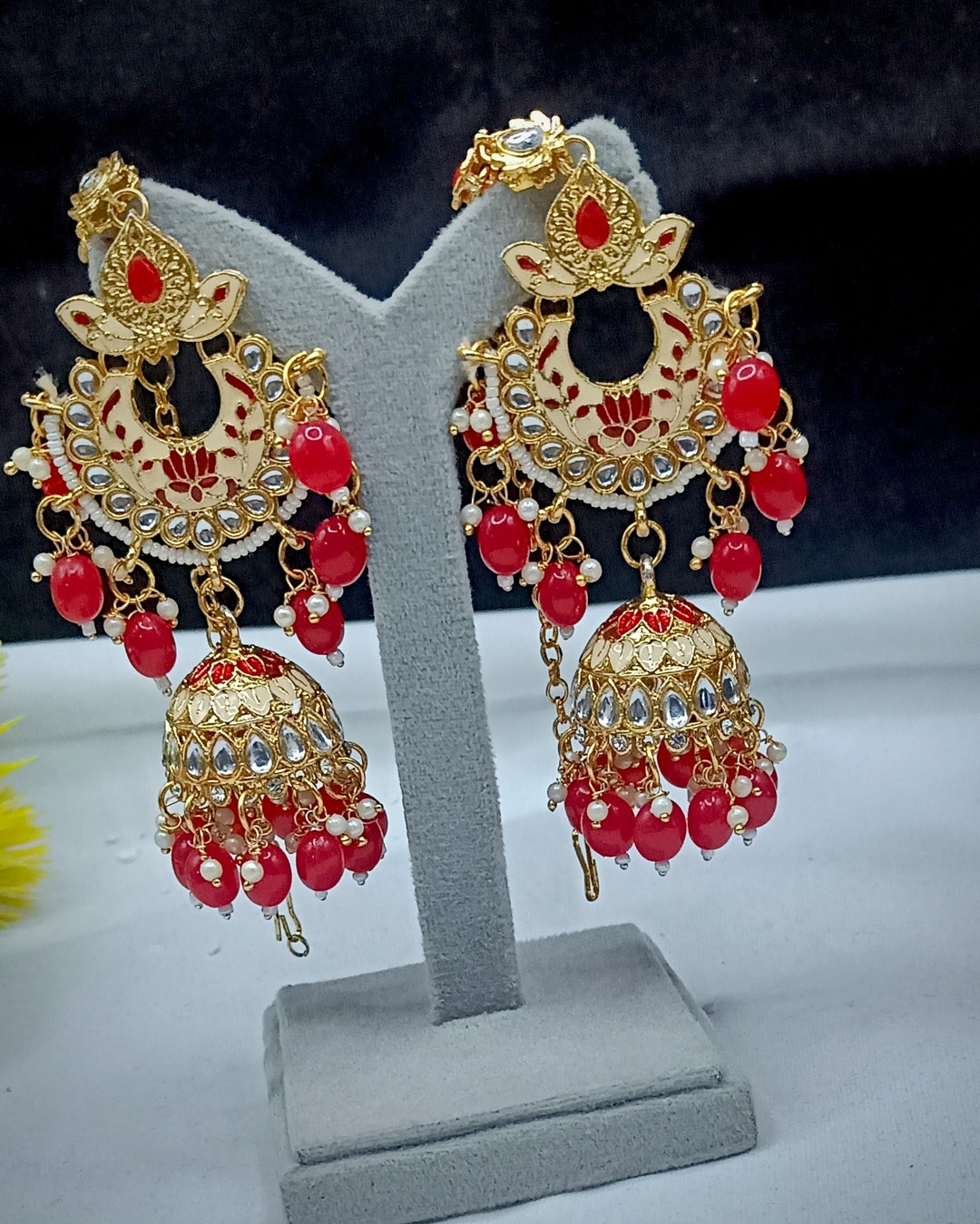 Royal Kundan Bridal Jewellery Set With Green Beads, Choker Necklace, Long Haar, Maang Tikka, Earrings, Haathphool And Ring, Traditional Wedding Festive Wear Jewellery For Women